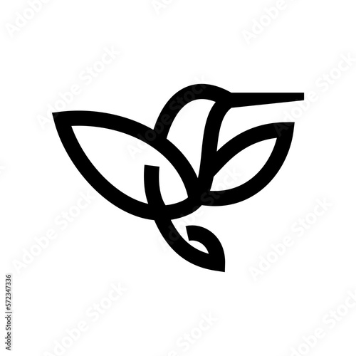 hummingbird colibri bird logo icon line abstract outline monoline vector illustration