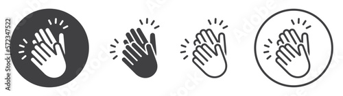 Set of hands clapping icon. Clap symbol, victory gesture, applause. Congratulations, celebration and success. Vector illustration. photo