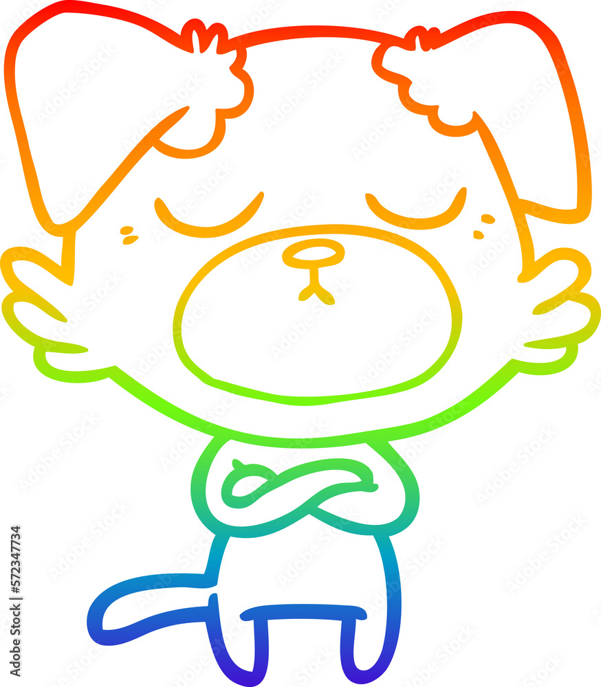 Obraz premium rainbow gradient line drawing cute cartoon dog