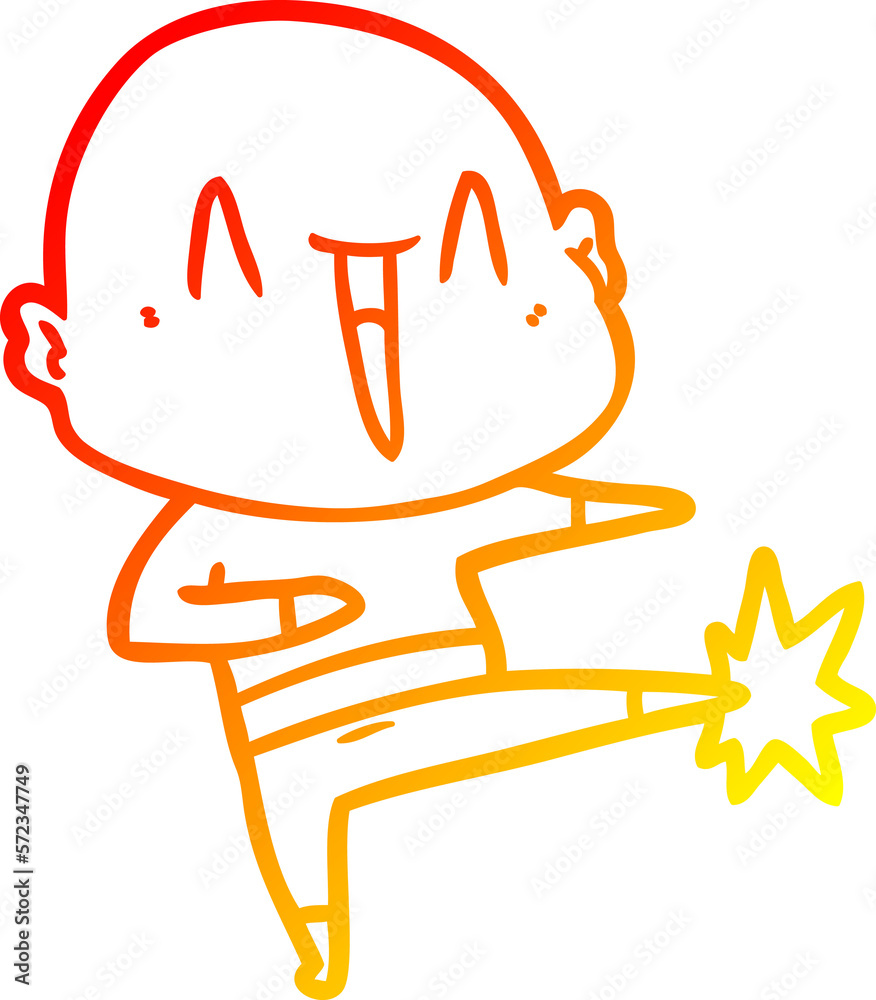 warm gradient line drawing happy cartoon bald man warm gradient line drawing happy cartoon bald man