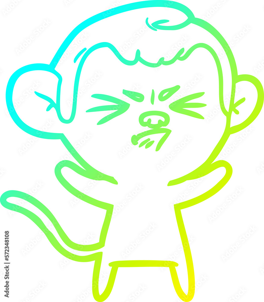 cold gradient line drawing cartoon annoyed monkey cold gradient line drawing cartoon annoyed monkey