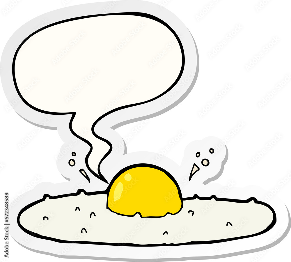 cartoon fried egg and speech bubble sticker cartoon fried egg and speech bubble sticker
