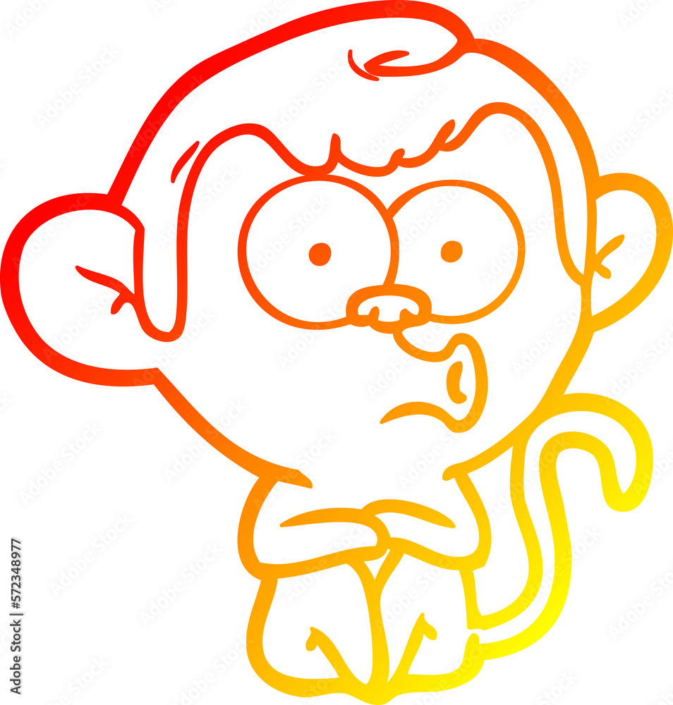 warm gradient line drawing cartoon hooting monkey warm gradient line drawing cartoon hooting monkey