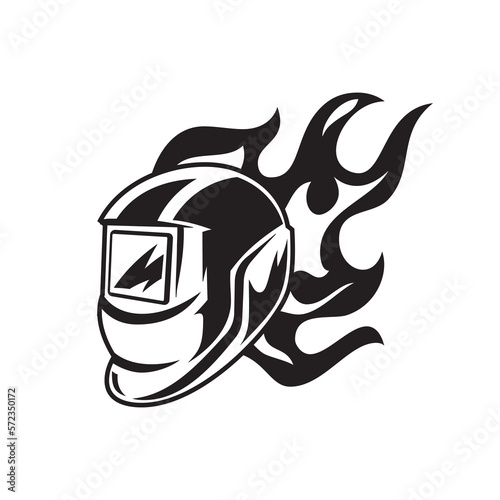 welding mask with crossed torch