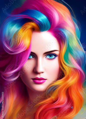 Digital portrait of a beautiful face. Illustration of a beautiful girl. Beautiful woman painting. © Eduardo