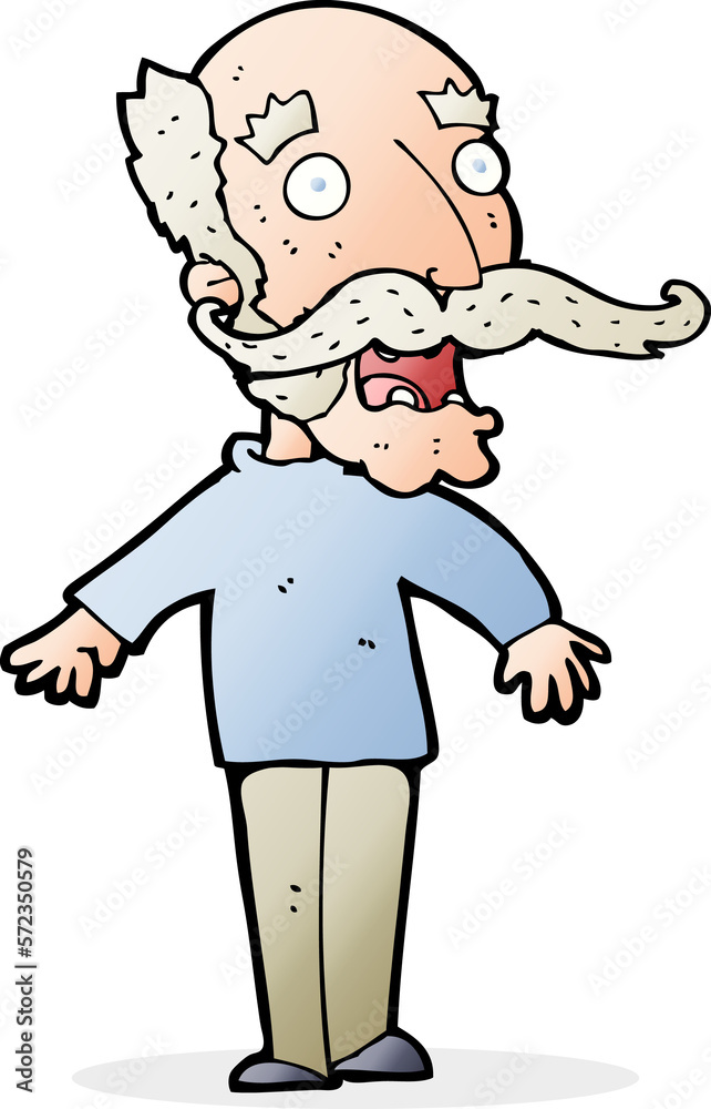 cartoon old man gasping in surprise