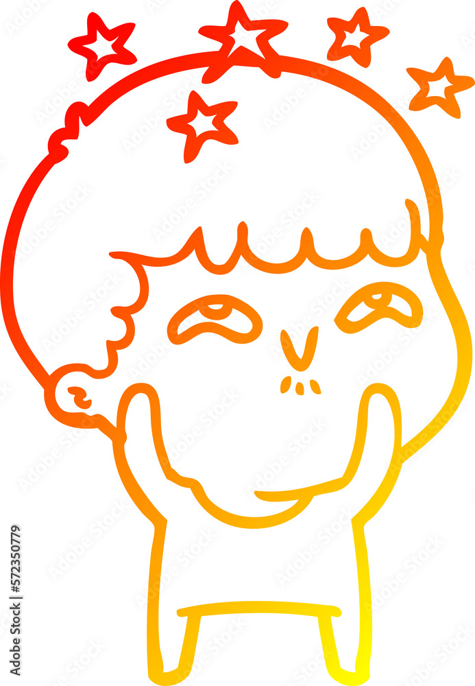 Obraz premium warm gradient line drawing cartoon amazed boy