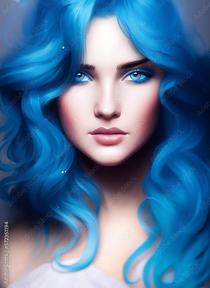 Painting of the face of a beautiful woman, Portrait of a beautiful woman. Painting of the face of a beautiful woman, Portrait of a beautiful woman.