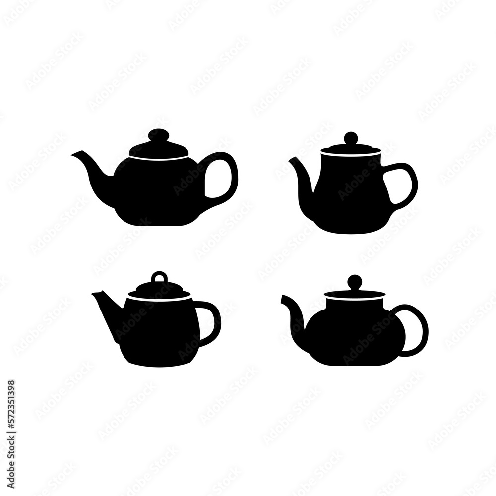 set of flat teapot silhouette icon vector set of flat teapot silhouette icon vector