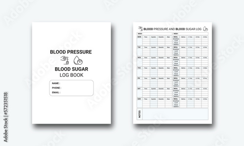 Blood Pressure and Blood Sugar Log Book kdp interior