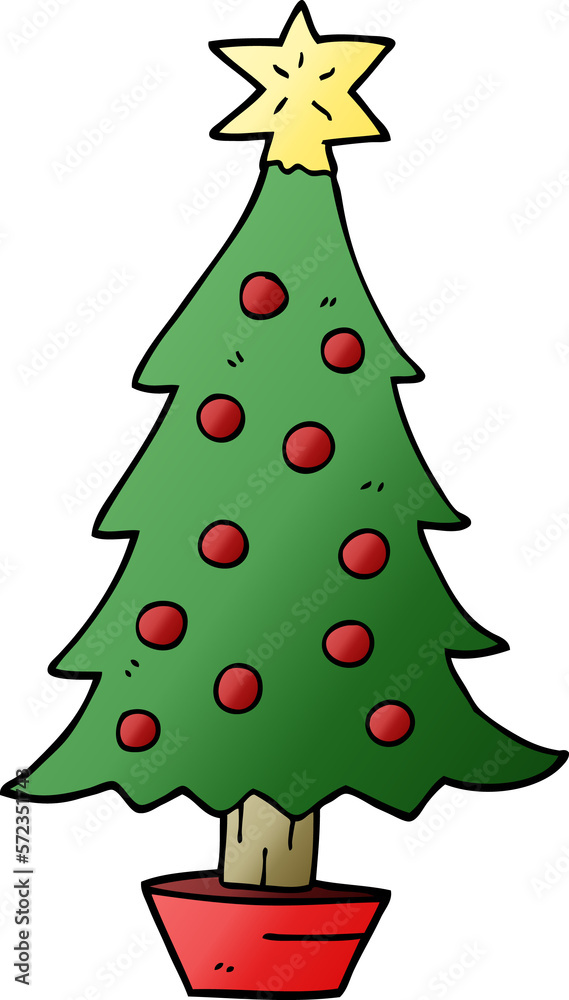 cartoon doodle christmas tree