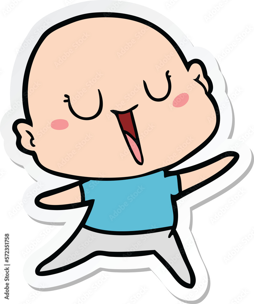 sticker of a happy cartoon bald man sticker of a happy cartoon bald man