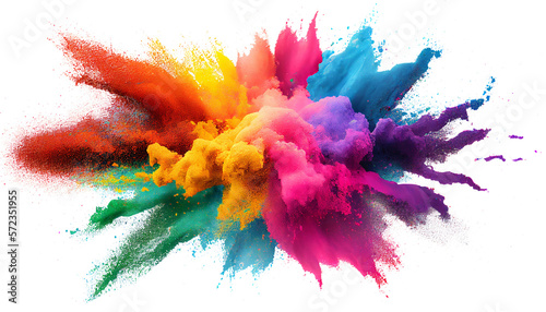 Colorful paint splashes png, Colored powder explosion. Paint holi, Mix rainbow splash on isolated white background © gfx_nazim
