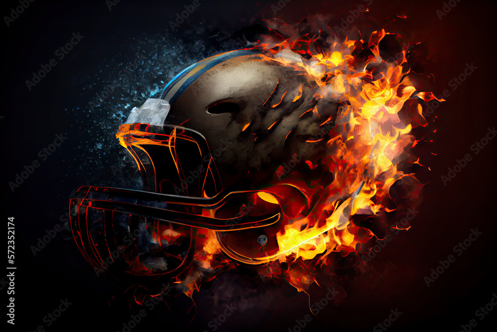 Realistic American football in the fire Realistic American football in the fire