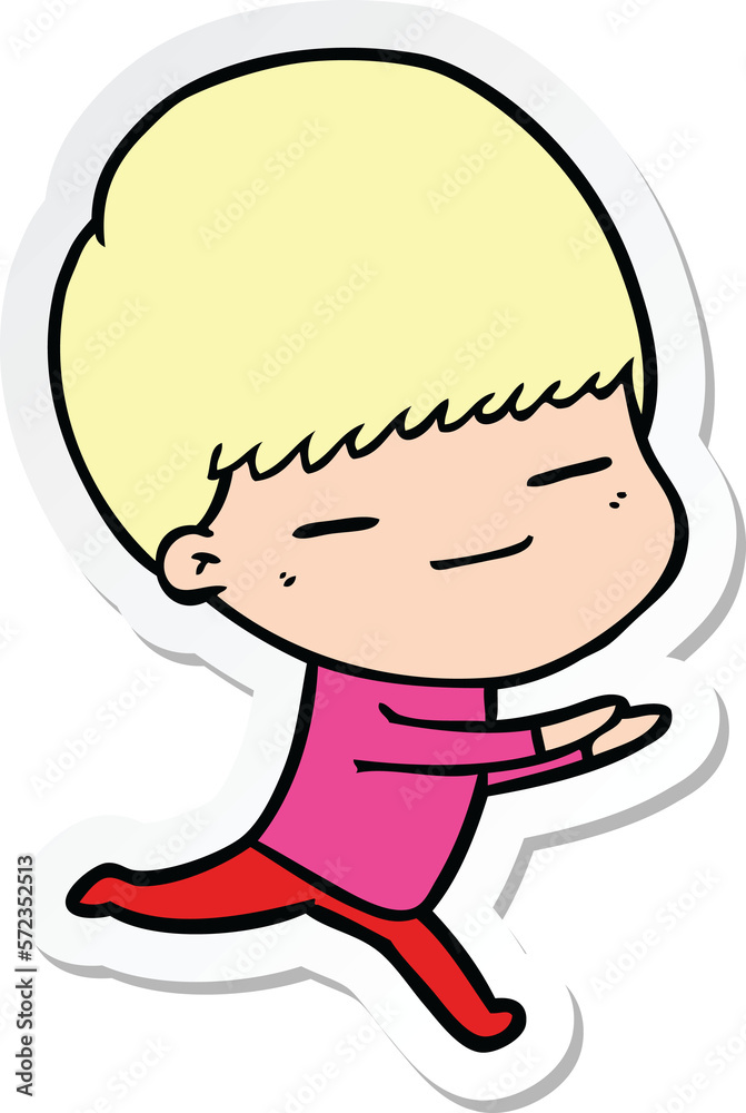 sticker of a cartoon smug boy