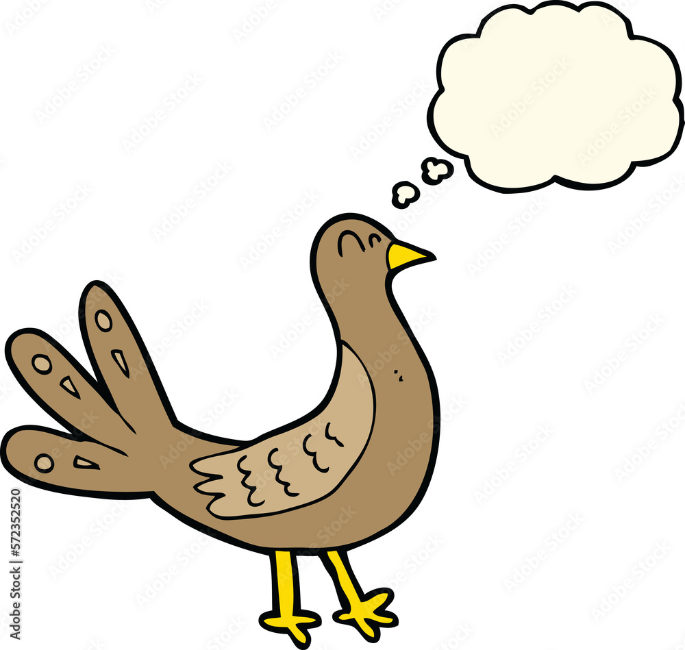 Obraz premium cartoon bird with thought bubble