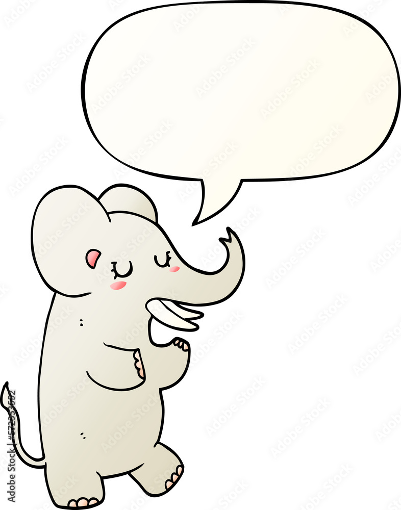 cartoon elephant and speech bubble in smooth gradient style cartoon elephant and speech bubble in smooth gradient style