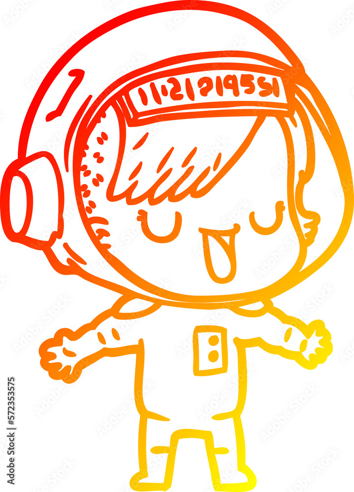 warm gradient line drawing cartoon astronaut woman warm gradient line drawing cartoon astronaut woman