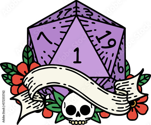 natural one d20 dice roll illustration