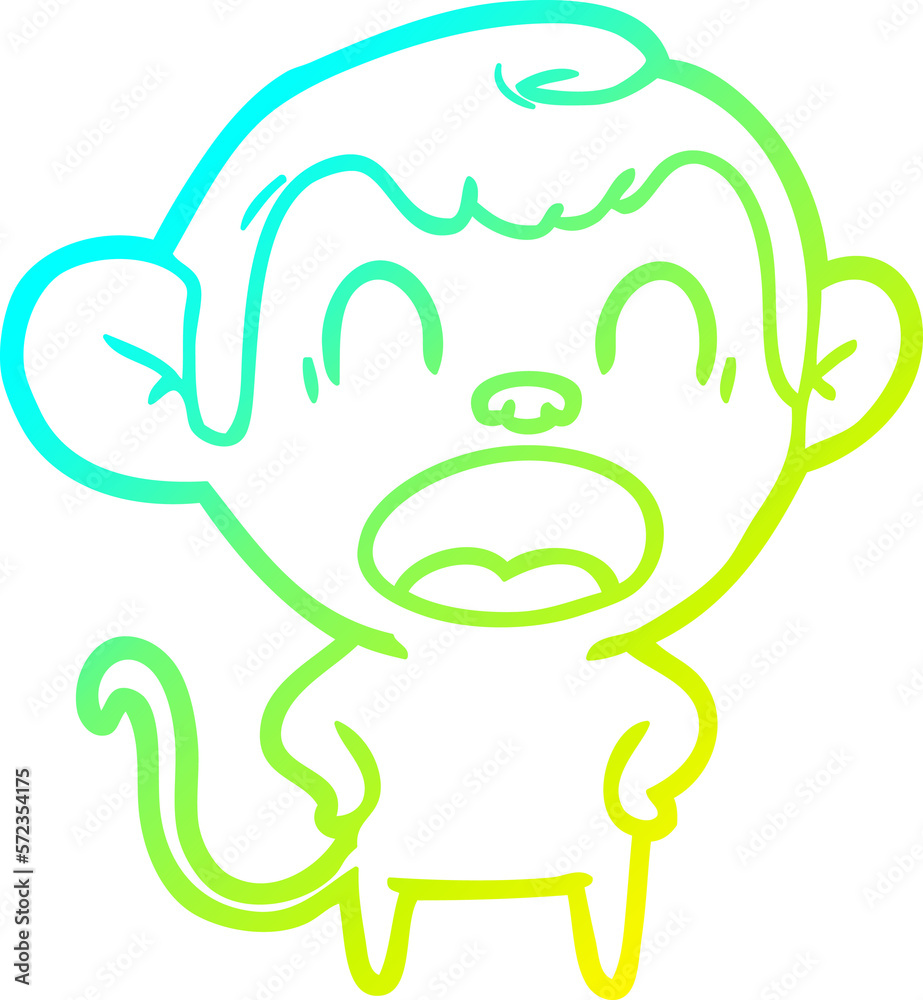 cold gradient line drawing shouting cartoon monkey cold gradient line drawing shouting cartoon monkey