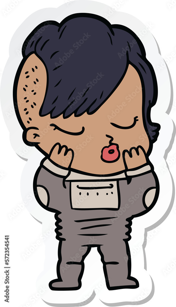 sticker of a cartoon pretty hipster girl sticker of a cartoon pretty hipster girl