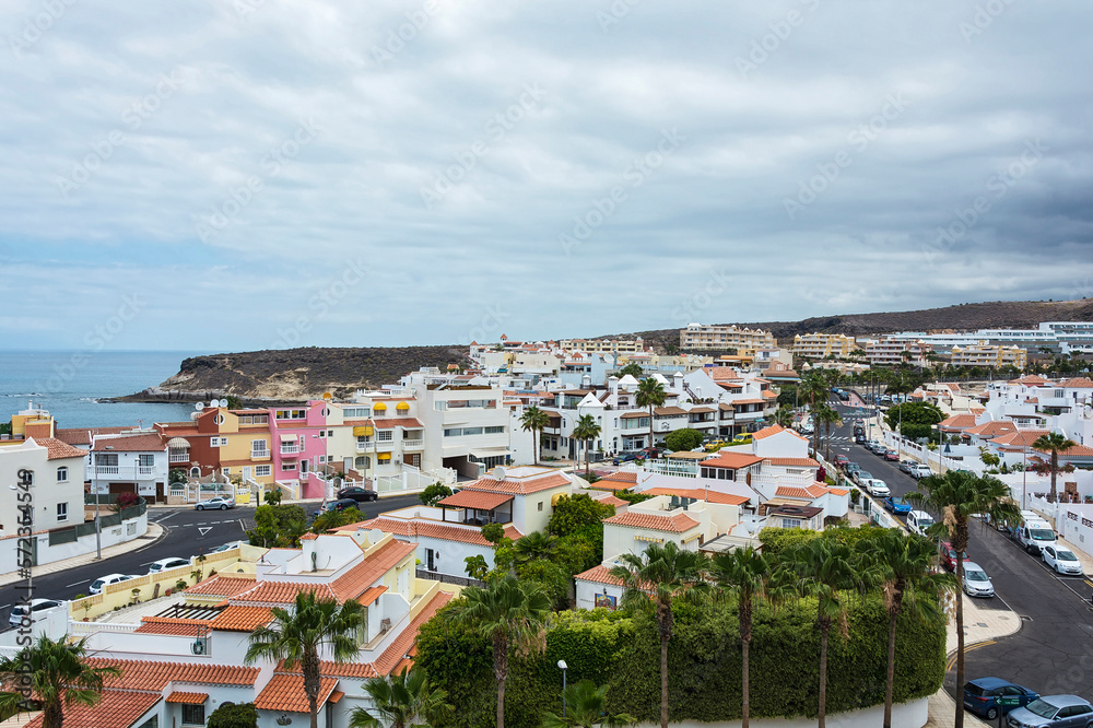 Urban landscape. Fishing village of La Caleta on the ocean from a height ( Tenerife, Spain)