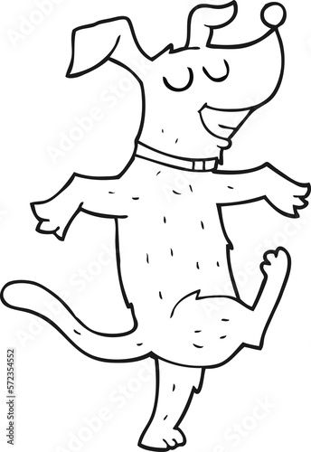 black and white cartoon dancing dog