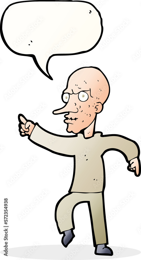 cartoon angry old man with speech bubble