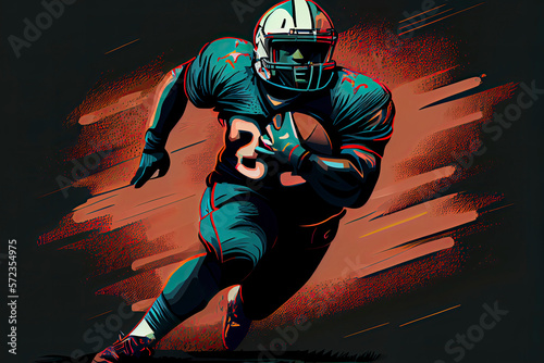 Vector color illustration of American football player