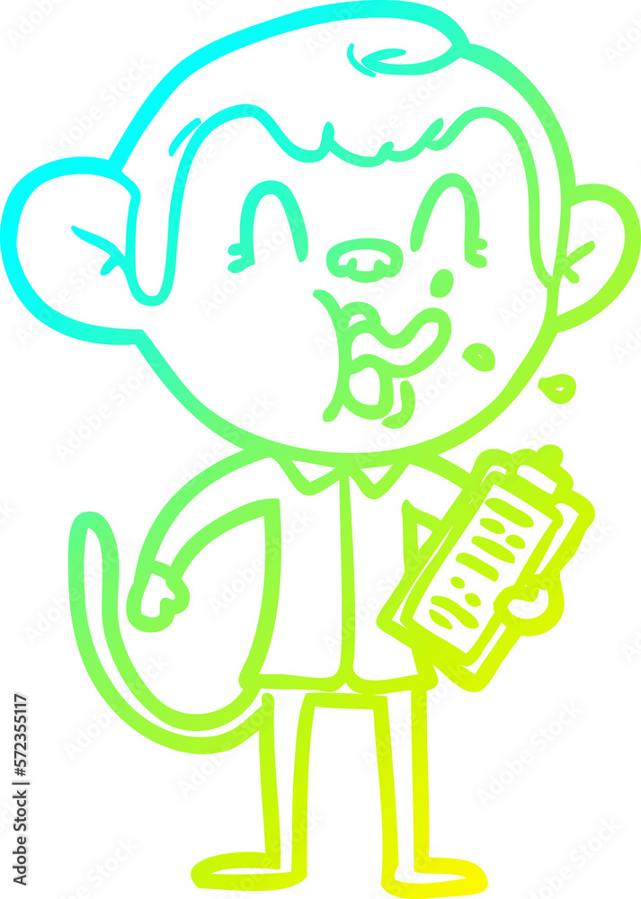 cold gradient line drawing crazy cartoon monkey manager cold gradient line drawing crazy cartoon monkey manager