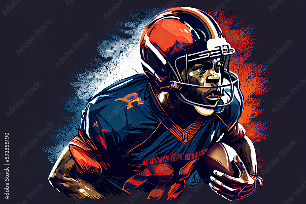 Vector color illustration of American football player