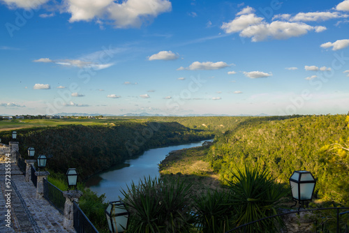 landscape with lake in dominican republic in chavon photo