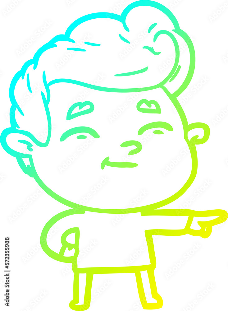 cold gradient line drawing happy cartoon man pointing cold gradient line drawing happy cartoon man pointing