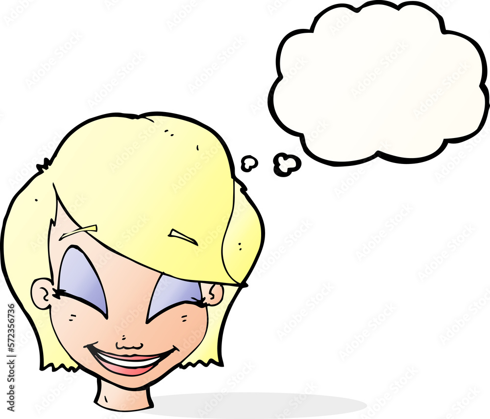 cartoon pretty female face with thought bubble cartoon pretty female face with thought bubble