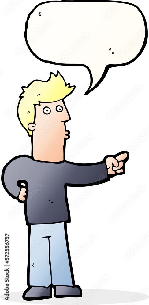 cartoon curious man pointing with speech bubble cartoon curious man pointing with speech bubble