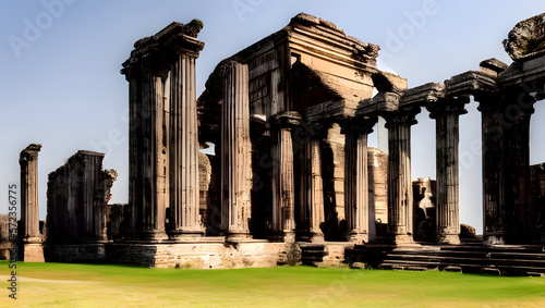 A majestic and imposing ancient ruin, with intricate details and perfect lighting to showcase its history and grandeur with Generative AI