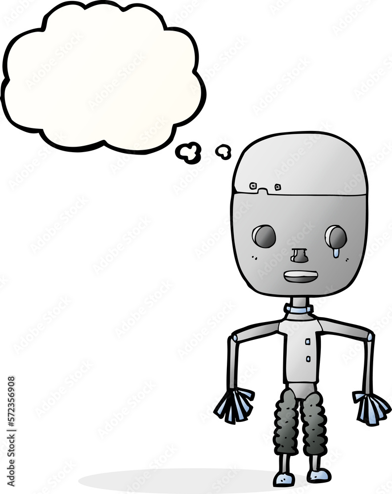 cartoon robot with thought bubble cartoon robot with thought bubble
