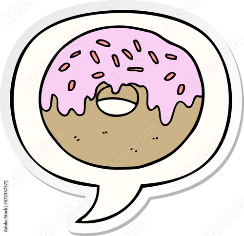 cartoon donut and speech bubble sticker