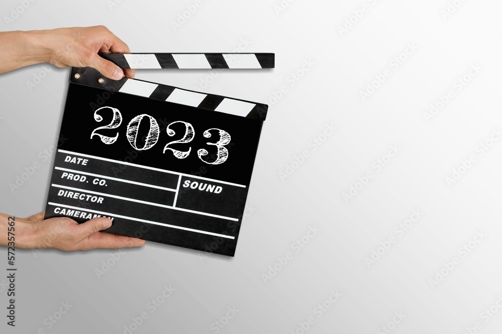 Classic film slate or clapboard on background