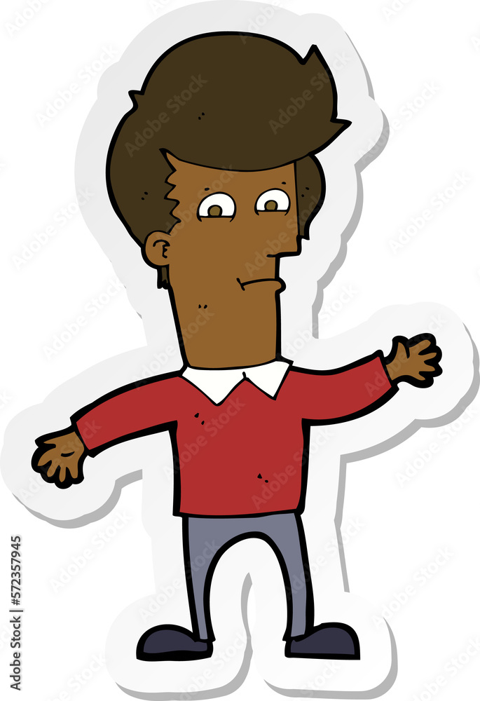 sticker of a cartoon waving man sticker of a cartoon waving man