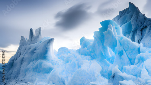 A dramatic and imposing glacier or ice formation, with sharp details and perfect lighting to highlight its natural beauty  with Generative AI