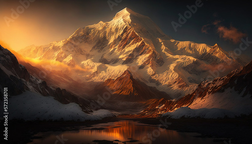 Mountain, Peak, Himalaya, Everest, Generative AI, Illustration © emir