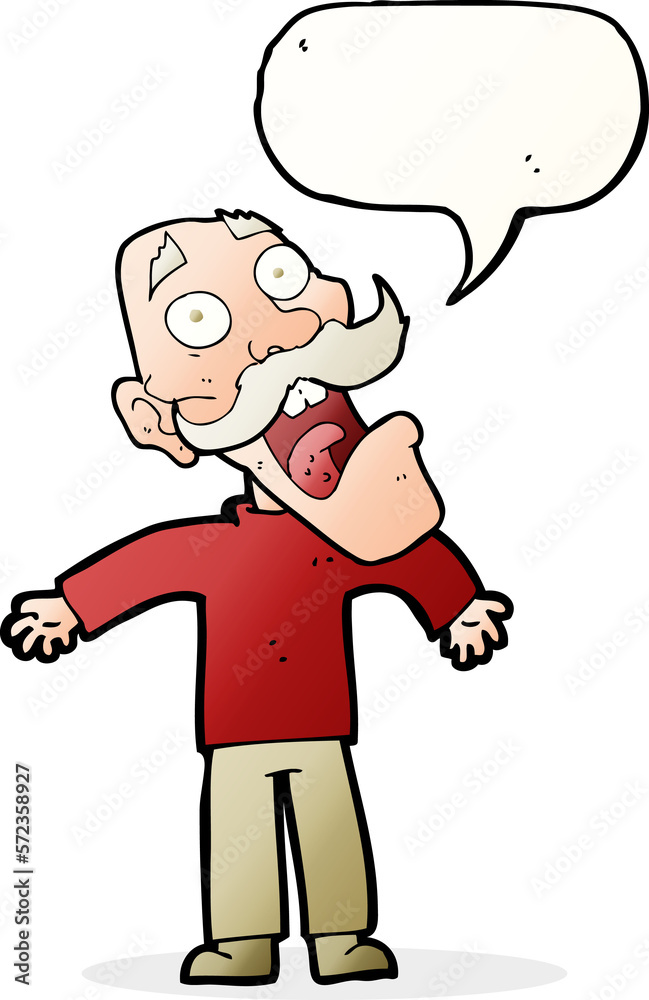 cartoon terrified old man with speech bubble cartoon terrified old man with speech bubble