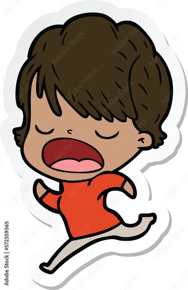 sticker of a cartoon woman talking sticker of a cartoon woman talking