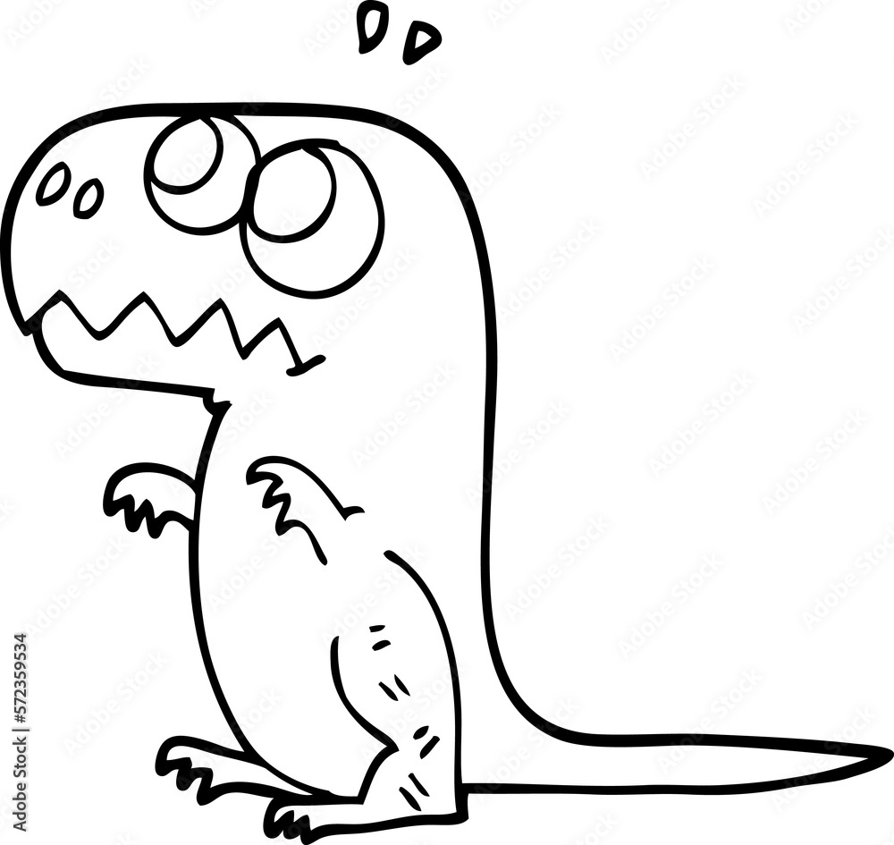 Obraz premium line drawing cartoon prehistoric dinosaur