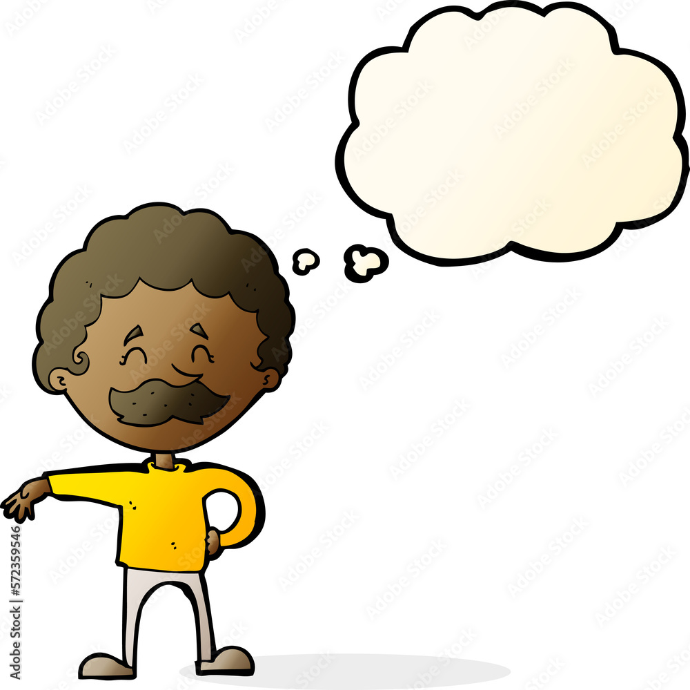 cartoon man making camp gesture with thought bubble cartoon man making camp gesture with thought bubble