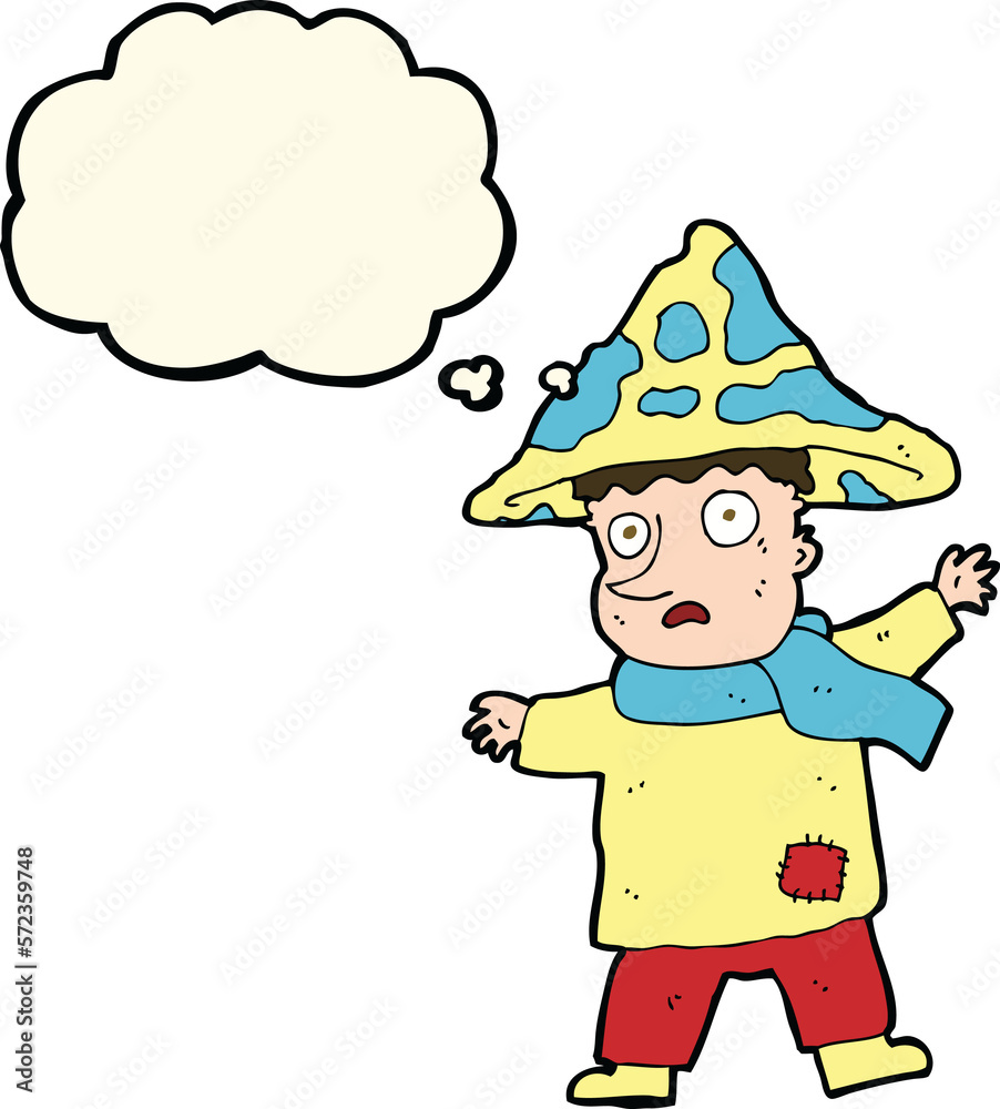 cartoon magical mushroom man with thought bubble cartoon magical mushroom man with thought bubble