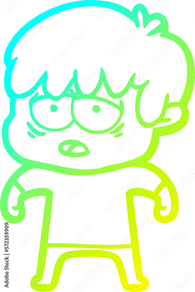 cold gradient line drawing cartoon exhausted boy cold gradient line drawing cartoon exhausted boy