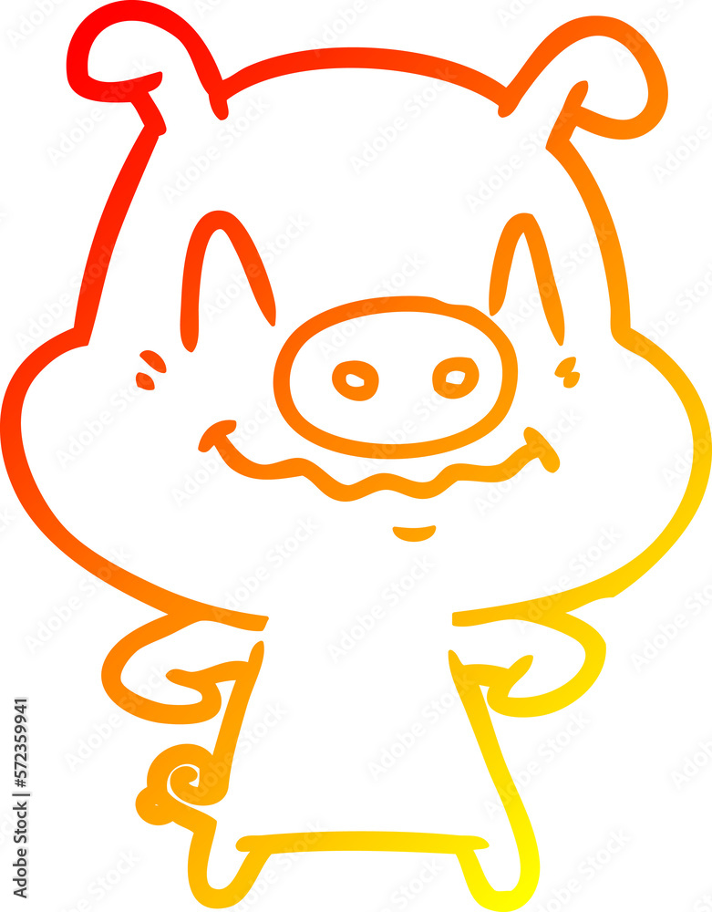 warm gradient line drawing nervous cartoon pig warm gradient line drawing nervous cartoon pig
