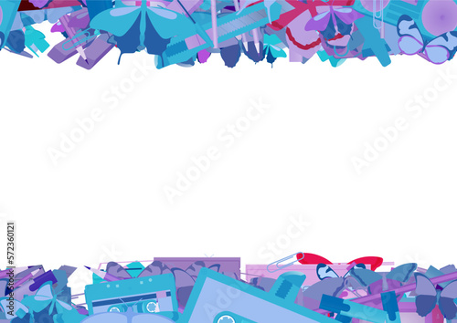 Background pattern abstract design texture. Horizontal seamless stripes. Border frame, transparent background. Theme is about VHS, background, colorful, sweets, drawing, Butterfly, ballpoint pen